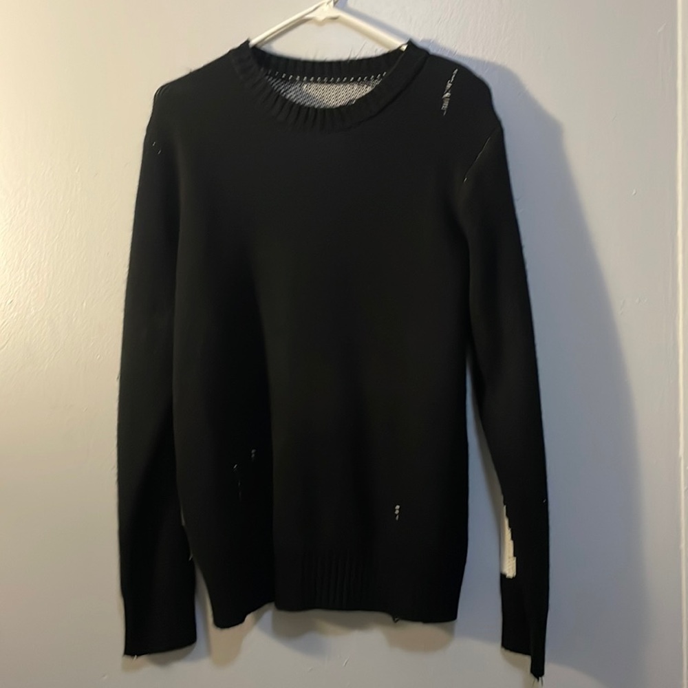 Black Distressed Knit Sweater